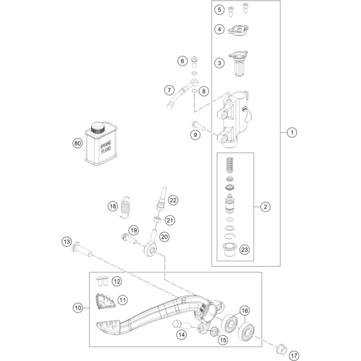 VUE ECLATEE SYSTÈME DE FREIN ARRIÈRE HUSQVARNA 85 TC 17/14 2026